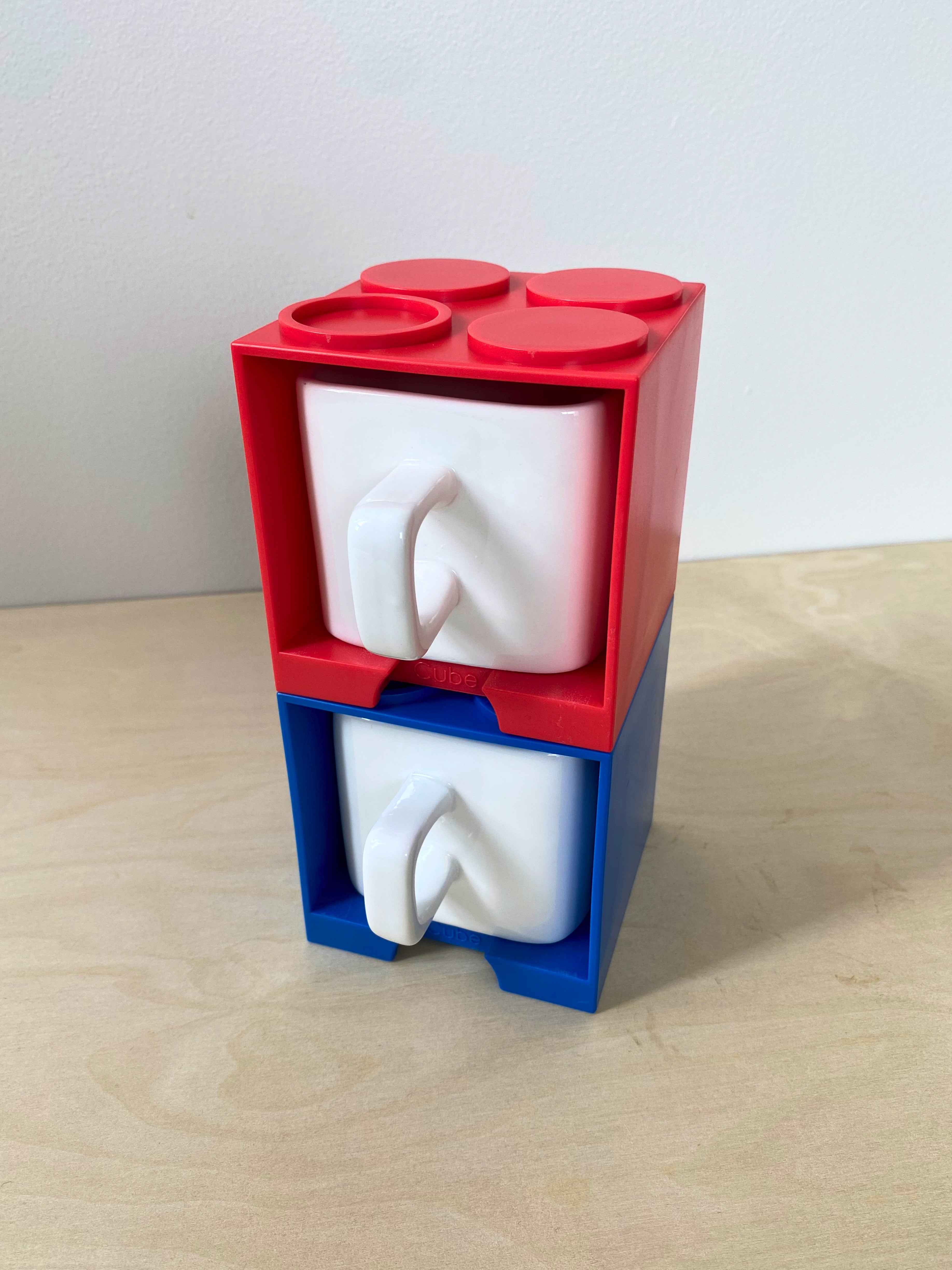 1970s "Cube M" Stackable Building Block Mugs – Set of 2