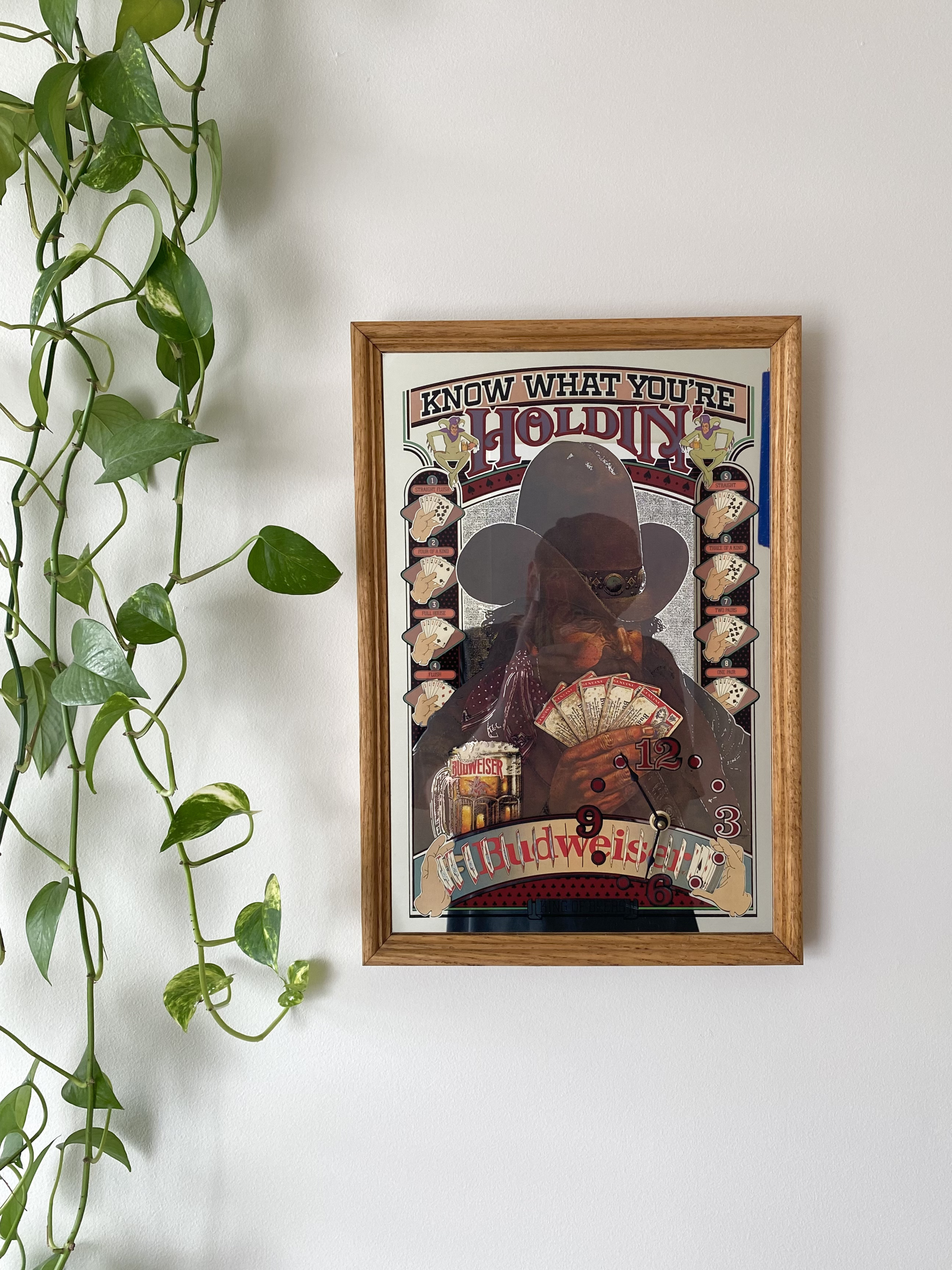 Budweiser "Know What You're Holdin'" Cowboy Poker Clock Mirror