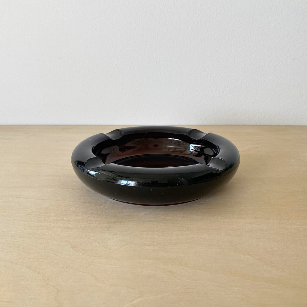 Dark Amber Glass "Black Glass" Ashtray