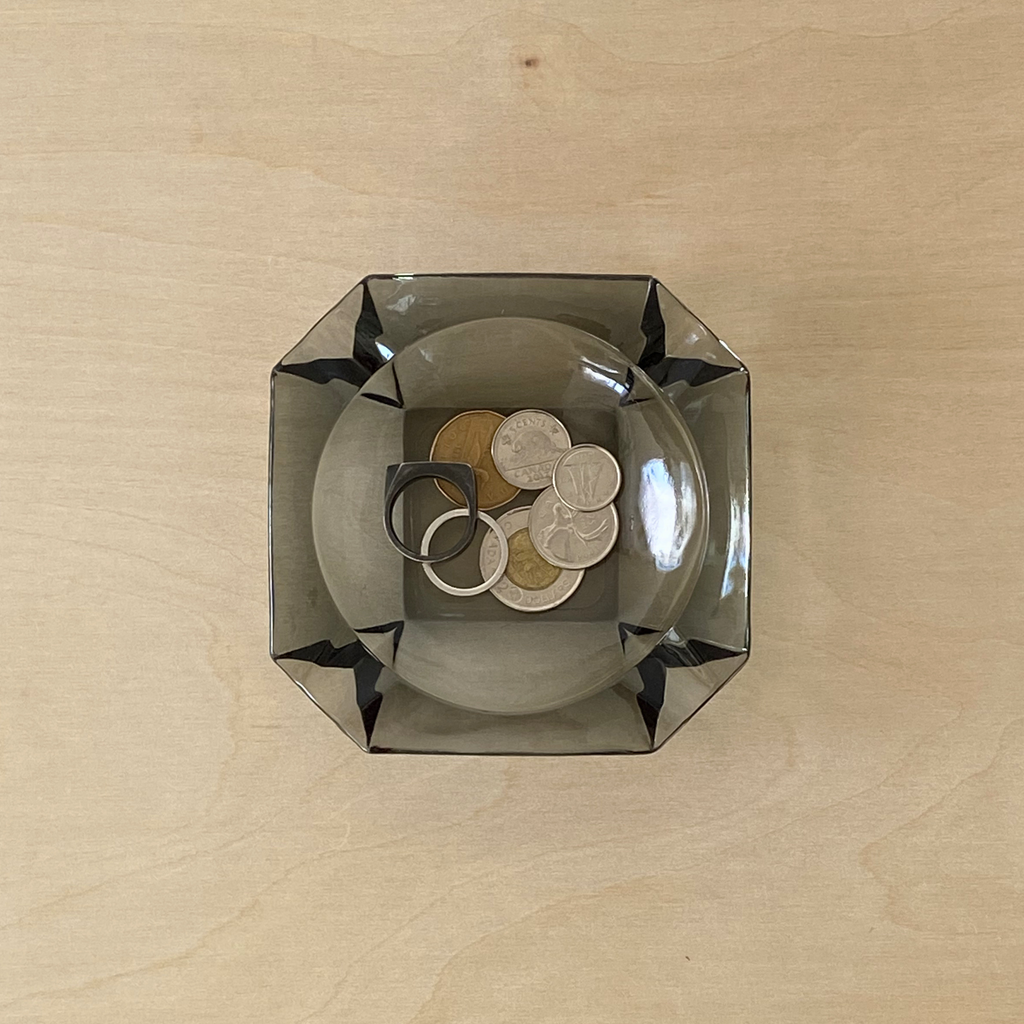 Smoked Glass Geometric Ashtray